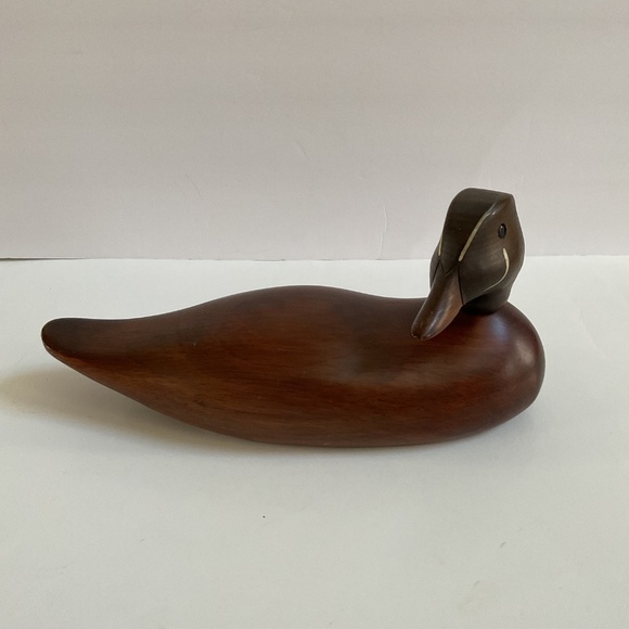 Vintage Duck Decoy Wood Duck TL Plum Original Hickory North Carolina Carved #257 - Picture 2 of 15